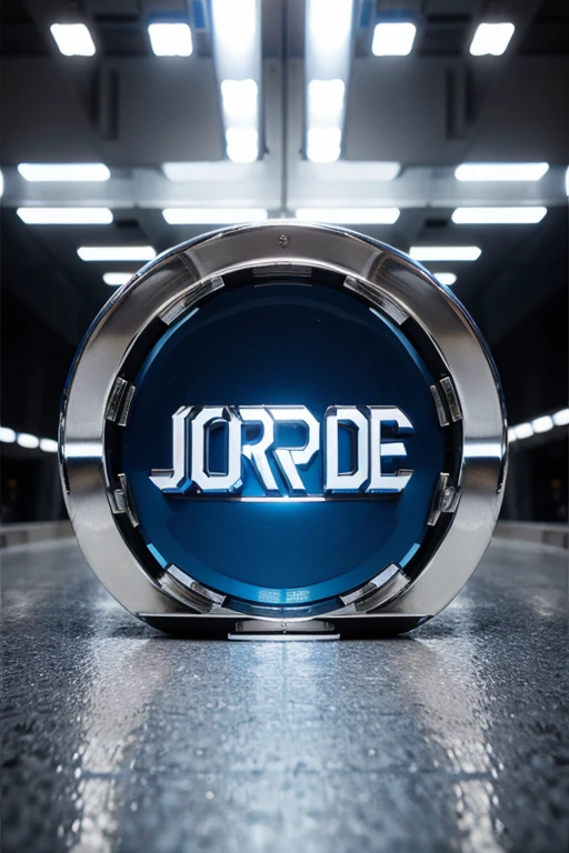 Text "JORNADA BLOG" in silver and blue color , center of the image , big size , chrome plated text , reflections, high-quality, painting , 3d render