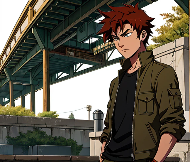 Tachihara is a slightly imposing teenage boy with short, spiky hair dyed rust red and amber eyes. He wears a plaster on the bridge of his nose. His natural hair color is black.

His normal outfit consists of a long-sleeved and rather baggy white V-neck shirt with the border being black and the left sleeve rolled up so it isn't visible. This shirt is partially covered by a military green crop jacket that has beige fur around the collar. Underneath, he wears a gun strap for his dual guns. He also wears dark blue pants, brown boots, and a black band on his left wrist.