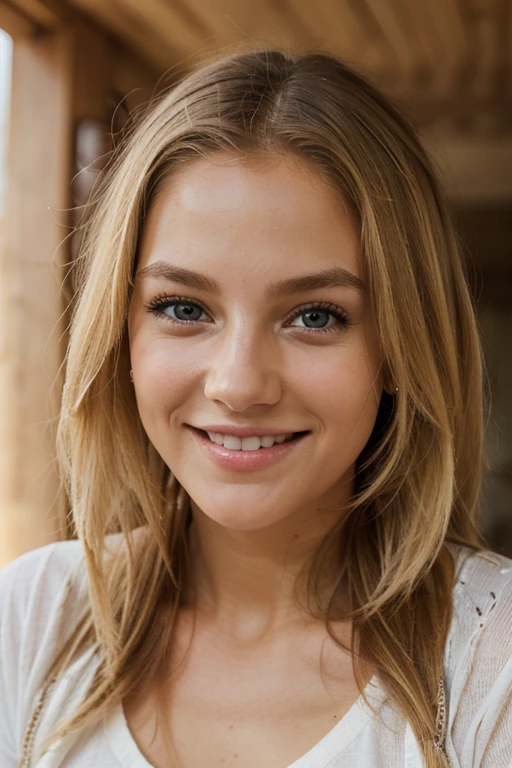 casual, (4k photo:1.1), high detail, wearing yoga, beautiful detailed face, hazel eyes, not too long blonde hair, smiling, having fun, looking to the side