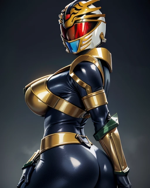 A busty girl cosplay power rangers character wearing helmet,bigtits giganticboobs,busty,bigass,very detailed skin texture, sharp eyes,dark background with light from the left side, hyper realistic, HD image