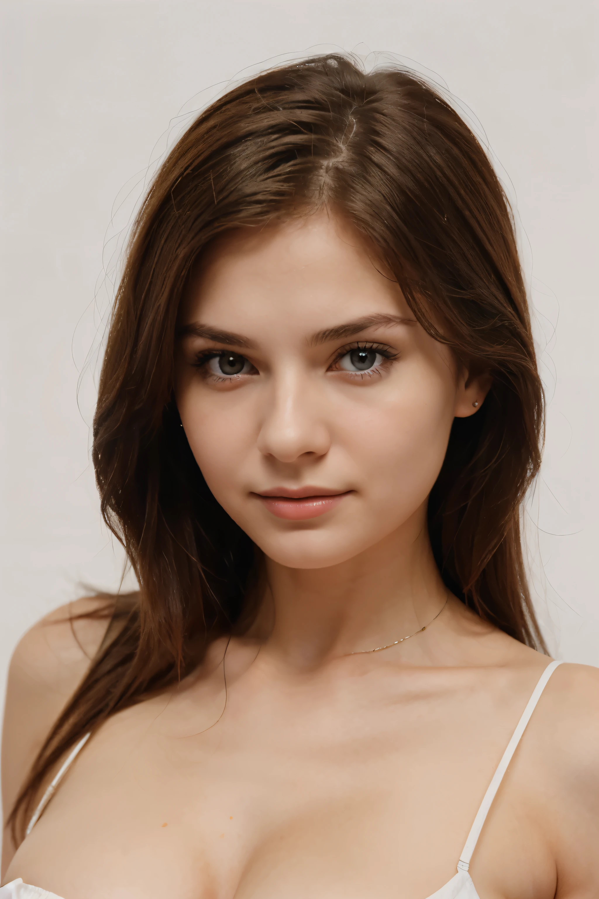 A 20-year-old Russian professional woman,Professional photos with white background exude mature and confident charm.