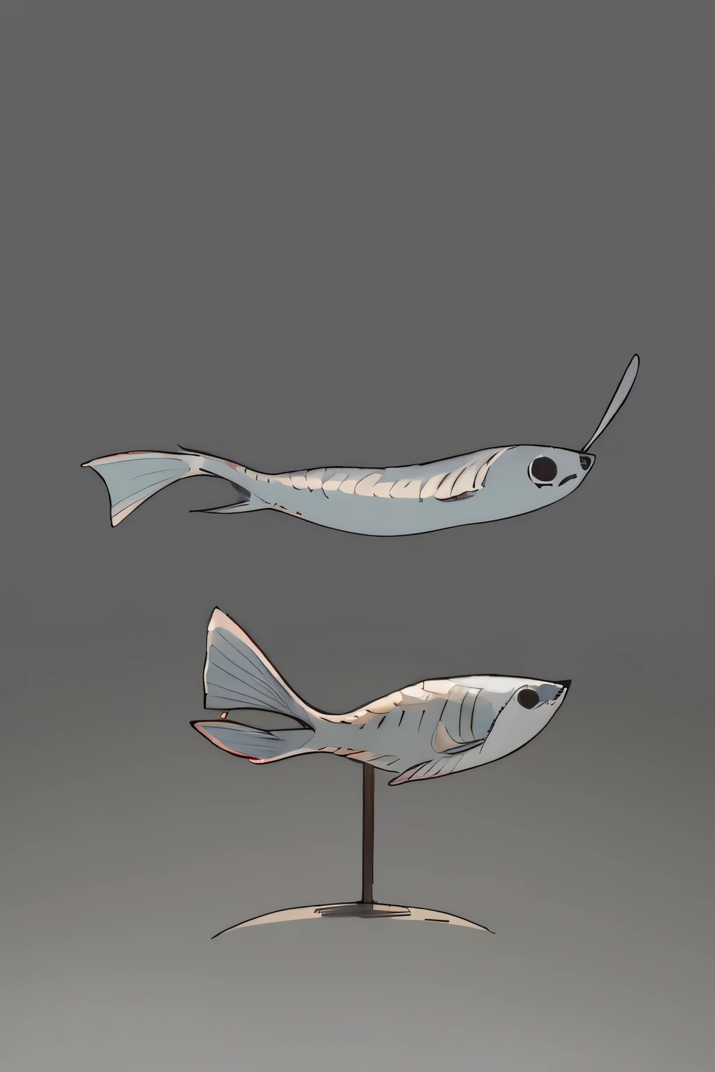 anime style、Sakabambaspis、fish、no background、1 fish、cute