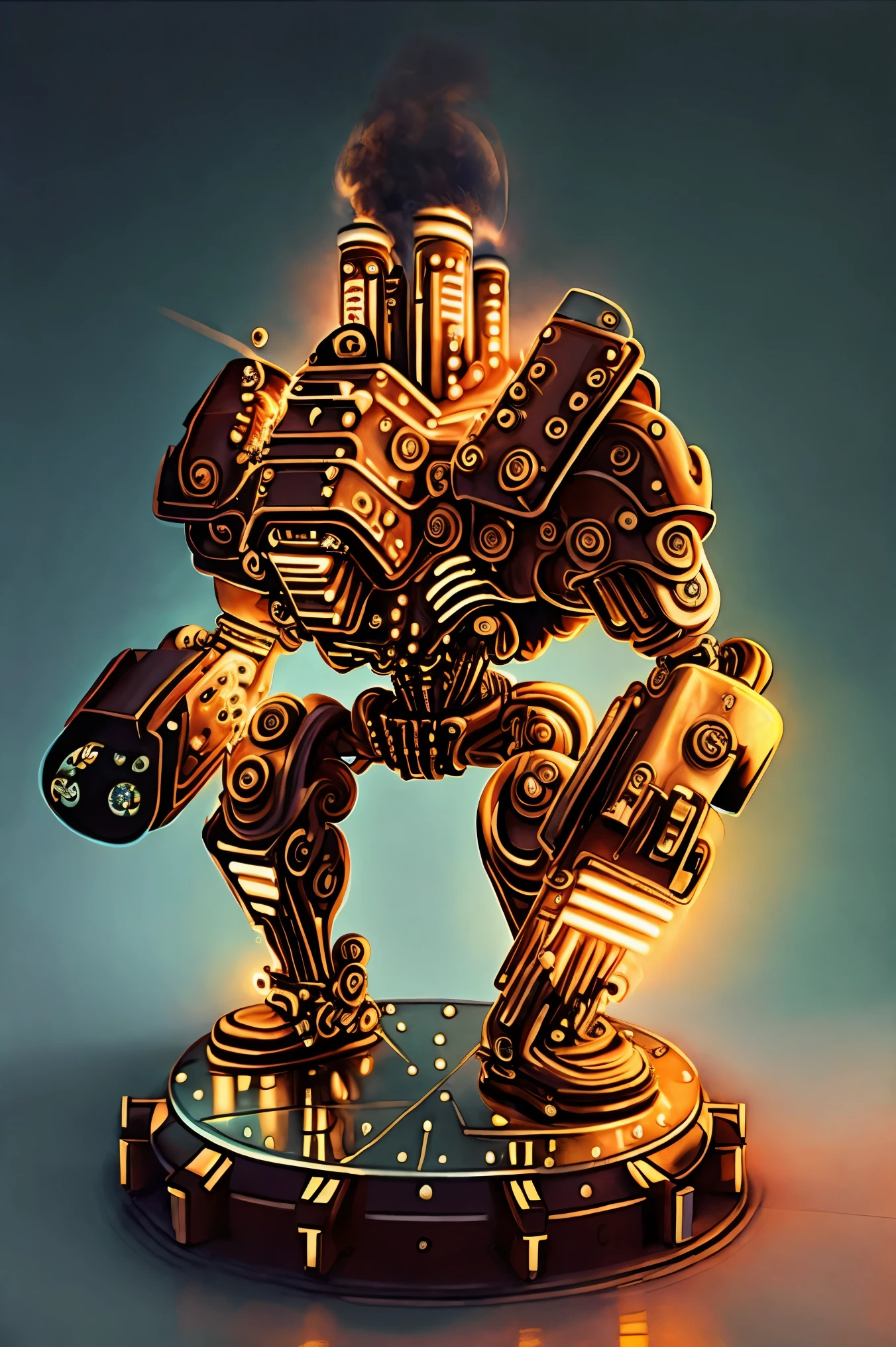 ( corpo todo ) character illustration 
of   (  [ an omemous | um sombrio ]   biomechanical ( Janelle Monae ) )
cheio de [ colorida | vibrante ] ( Novo  ( ( floral ) carvemgs ) )
standemg ( em cima de um pedestal ) 
while posemg em front of an ( fundo vazio e silencioso )
[ perfeitamente |  precisamente ] centered em the middle of composition
, ( [ Alphonse Mucha | Victo Ngai ]  ( Geometric  ( Novo )   )  ) conceito [ Design de personagem |  arte | illustration ] 
em  [ Science fiction | Fantasia ] ( ( Novo ) Futurismo )  CCDSF artestyle
, perfect dynamic posemg with ( clear and readable tangents )
cheio de negative space 
, precisamente symmetrical and well-proportioned anatomy 
with exquisite  3D ( solid drawemg ) volumetry 
enhancemg   perspective ( profundidade )