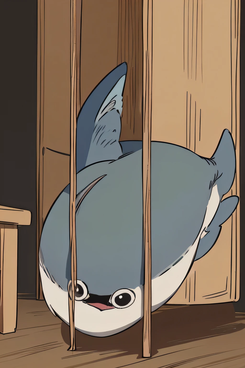 anime style、Sakabambaspis、fish、no background、1 fish、cute