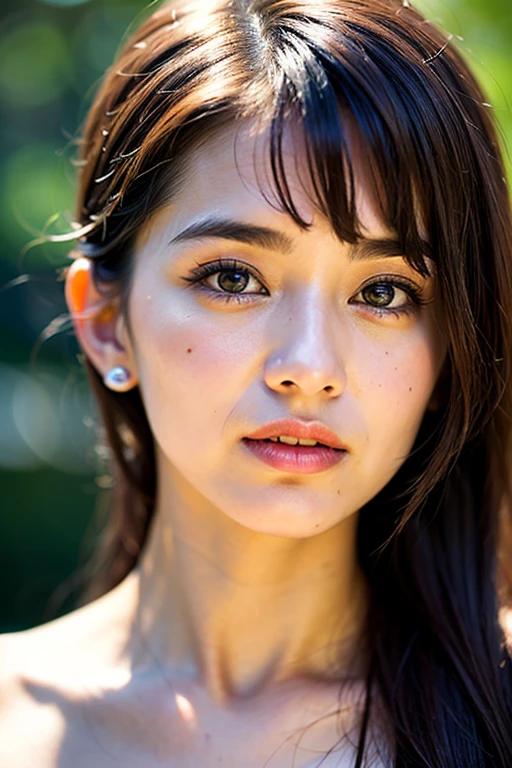 (((Ultra-high resolution、Close-up、Cute Japanese Woman)))、Long, straight black hair frames her face、So that every single hair is clearly visible、Depicts subtle color changes depending on the amount of light hitting the subject、The skin is white and smooth、Has a natural glow、Fine skin texture、Representing the fine details of pores、amountや頬に薄い赤みがある部分を詳細に、The eyes are almond-shaped and dark brown.、Fine details of the iris、Depicts color gradations and patterns、Long, natural-looking eyelashes, each and every one visible、Well-groomed eyebrows、indivual々The hair is clearly visible、Light reflects off into the eyes、Create small highlights、noseは繊細で、nose孔の細かいディテールがある、Lips are plump and naturally pink、Depicts the fine lines and soft curves of the lips、Shiny、Accentuate the shape、Detailed depiction of lip texture、Particular attention to the depiction of light and shadow、Soft natural light gently illuminates the face from the front、amount、nose、Creates a subtle glow on the cheeks、Shadows are cast softly along the contours of the face、cheekbone、Jaw Curve、noseの側面を強調、The gloss of her lips reflects the light faintly.、Emphasizes plump texture、The shadow of the hair adds depth and dimension.、indivual々The hair shines in the light、The background is simple and blurred.、Focus on the face、In the highest quality、Representing the utmost detail