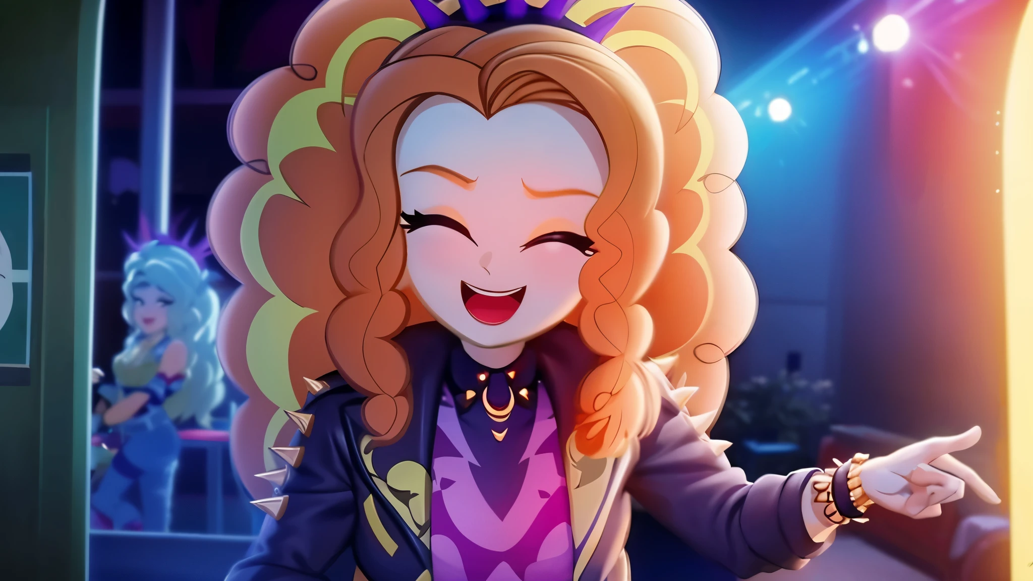 adagio dazzle, laughing, closed eyes, tears, open mouth, fun