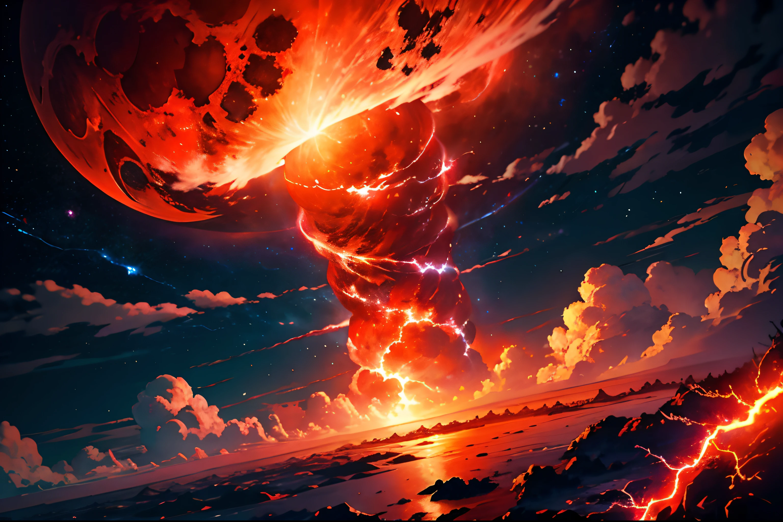 Ultra HD Earth Storm Orange Lightning Wisdom Lightning Big Cloud Blood Moon