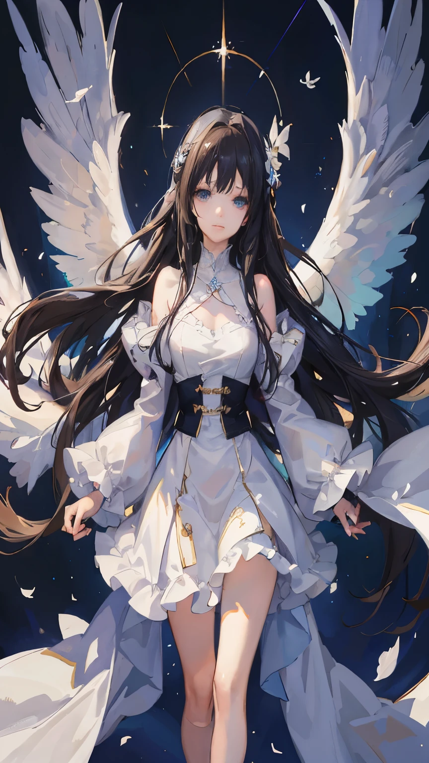 Long hair white dress angel wings anime girl, The majestic angel, guweiz on pixiv artstation, A beautiful angel girl, Beautiful fantasy anime, beautiful angel's, Popular topics on artstation pixiv, guweiz on artstation pixiv, anime art wallpaper 8k, anime art wallpaper 4k, anime art wallpaper 4k