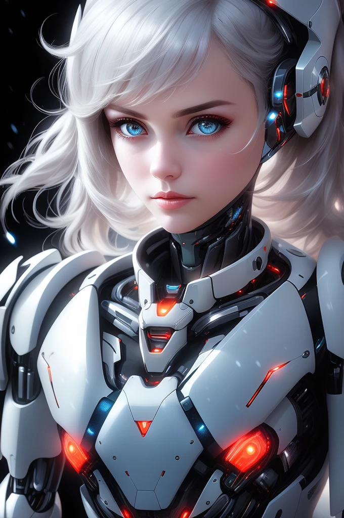 a performance portrait of a pliant [goddess|babe] , (edgMechagirl, a woman in a mecha outfit,futuristic armor,wearing edgMechaGirl cyber_armor :1.2), perfect face, pretty face, coral eyes, titian hair, long hair, flat chest, lush detail, absurdres,