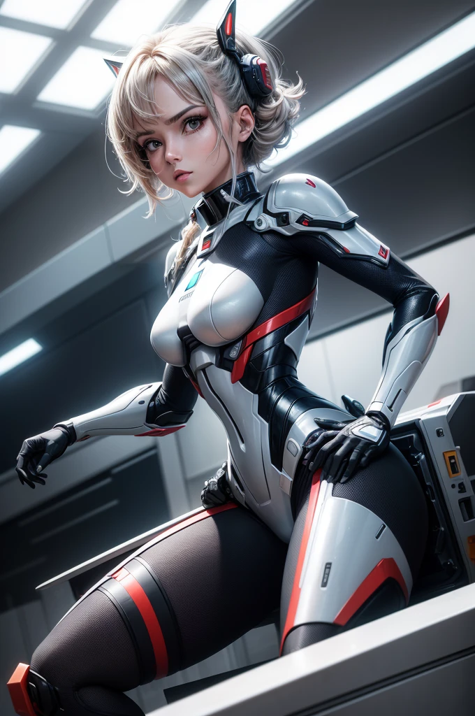 boy robot that looks like a girl The genital area of the crotch is greatly swollen. chest is flat indoor, UHD, retina, masterpiece, ccurate, anatomically correct, textured skin, super detail, high details, high quality, award winning, best quality, highres