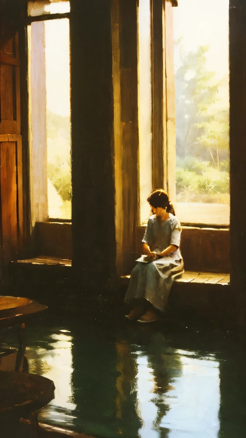Capture a contemplative scene in solitary moments, where a nostalgic quietude is felt, symbolizing the depth of introspection and reflection. The indoor or outdoor setting should be well-lit, allowing for detailed shots that convey the serene atmosphere of solitude. Utilize a 50mm lens for a focused perspective, emphasizing the subject immersed in nostalgic quietude. Aim for a high-resolution image that realistically captures the emotional depth of the moment. Draw inspiration from photographers skilled in capturing introspective and nostalgic scenes on platforms like Deviantart and Behance.