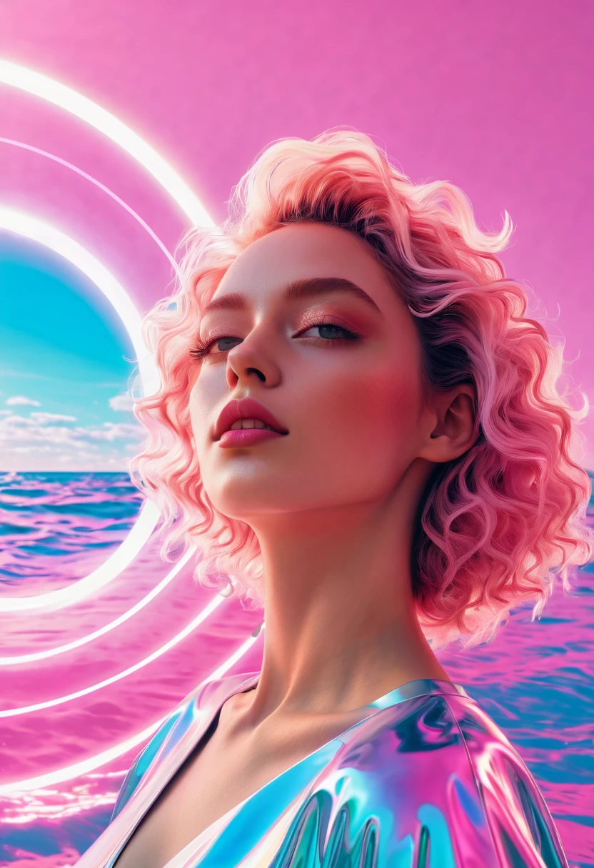 vaporwave aesthetics, Super detailed, Delicate texture, high quality render, beautiful, aesthetic, 8K art photography, Hyper-realistic illustration, 16k, Arte conceptual fotorrealista, volume perfect light, lens flare, high contrast, ridiculous, masterpiece, best quality, high quality