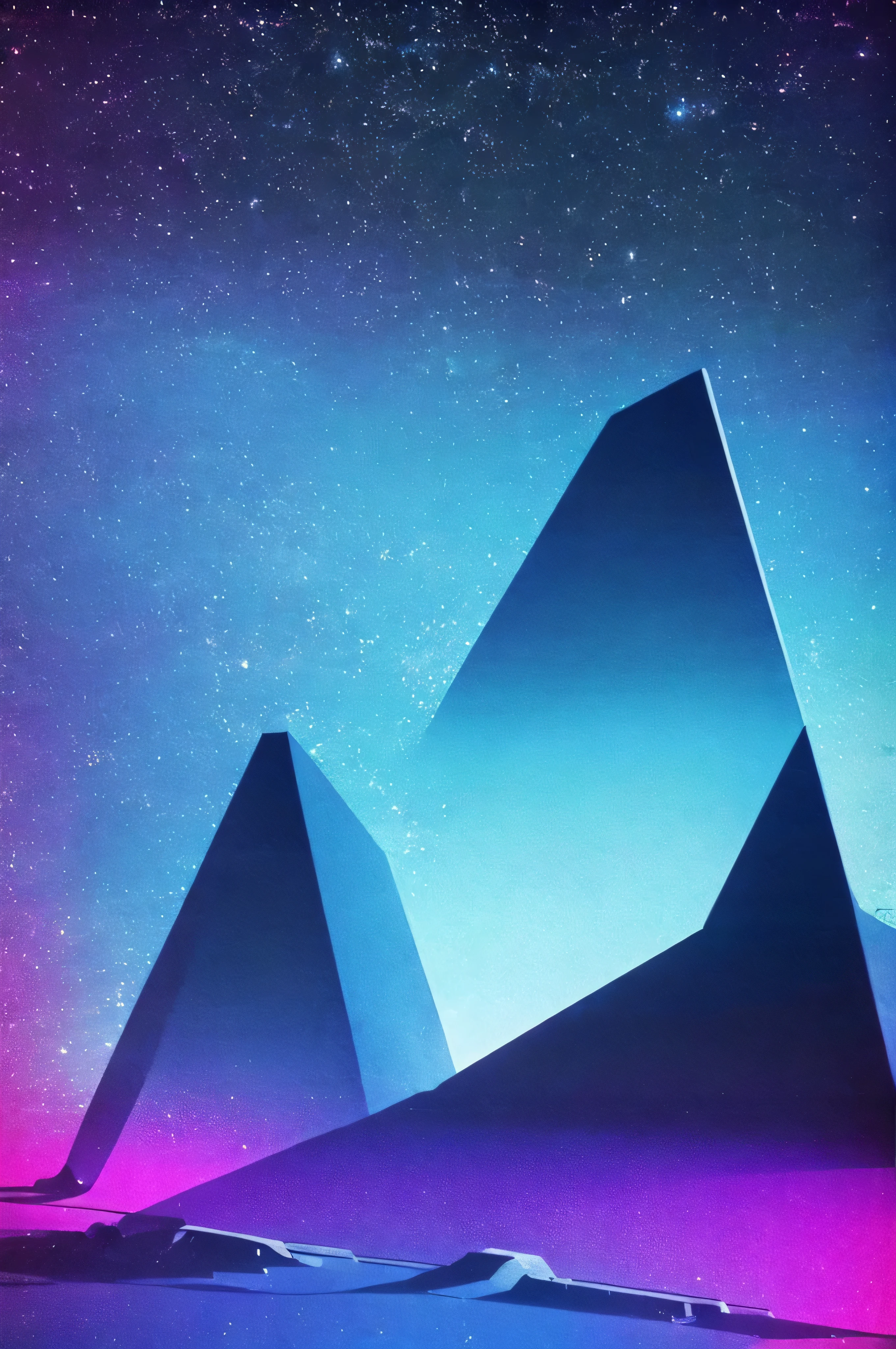 simple shapes, gradient, pretty, dynamic colors, synthwave art, vintage, grainy, retro style, chillsynth, minimal, dark, black, purple sunset, black, photorealistic, dreamy, night sky, gradient of night sky