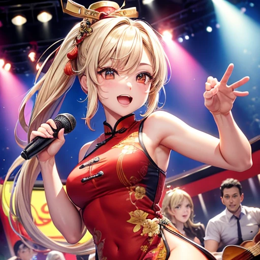 Chica china en karaoke