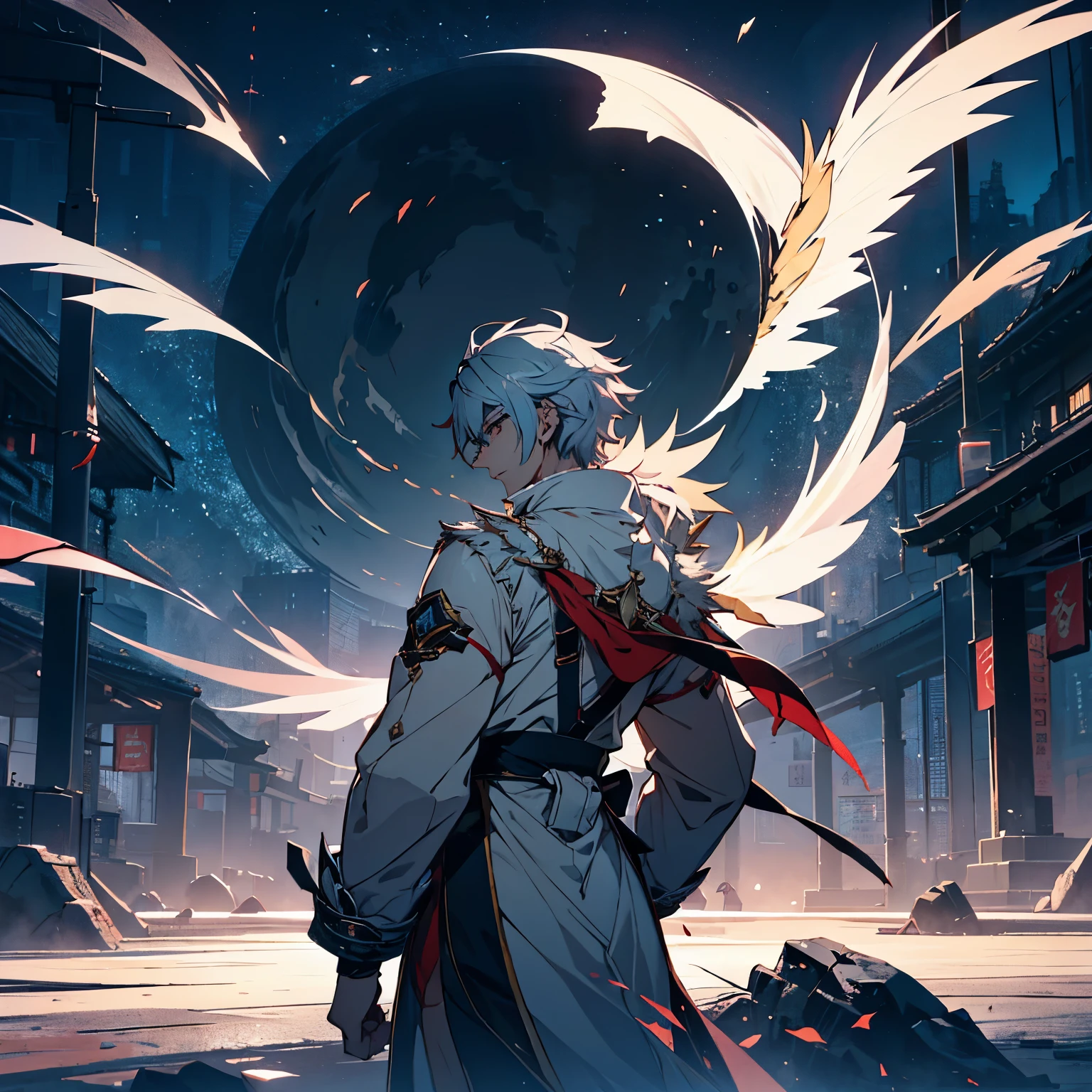 Jing Yuan, a striking male figure in Honkai Star Rail, possesses an ethereal charm accentuated by his long, flowing white hair. His locks cascade gracefully down his back, shimmering like strands of moonlight in the midst of his cosmic journey.
Clad in an ornate azure robe adorned with celestial patterns, Jing Yuan emanates an otherworldly aura. The fabric billows gently around him, mirroring the subtle movements of his serene presence. A silver sash cinches his waist, completing the ensemble with a touch of celestial elegance.
With eyes that gleam with wisdom and a demeanor exuding tranquility, Jing Yuan carries an enigmatic air. As he embarks on his midjourney adventures, his long white hair becomes a symbol of the cosmic mysteries he unravels, creating an image that captivates the imagination.