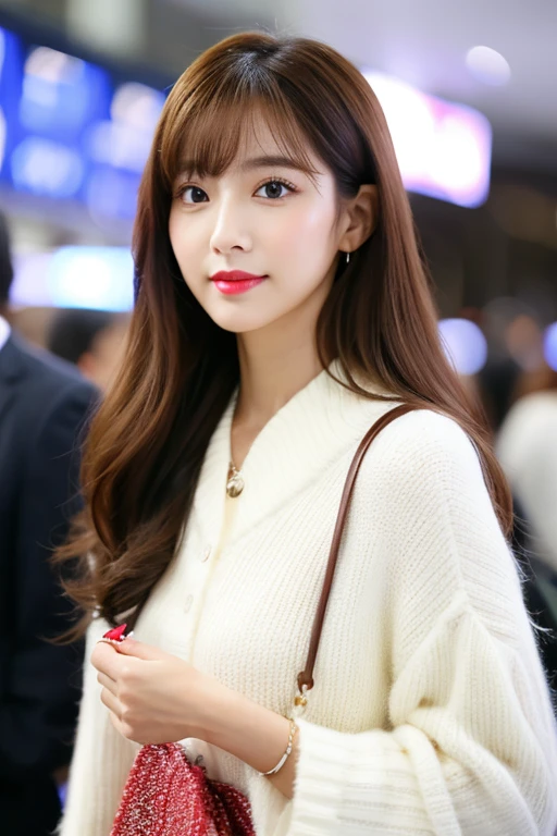 career woman,make,Idol,model,cute,,indoor,medium hair,droopy eyes,fluffy,refreshing,Korean,Minato-ku,beautiful,White system,Wave winding,Parallel eyebrows,see-through bangs,Red Lip,Office Casual,tear bag,looking at the camera,Hair in the wind,female announcer,airport,both hands,Beauty,Cosmetics Advertising