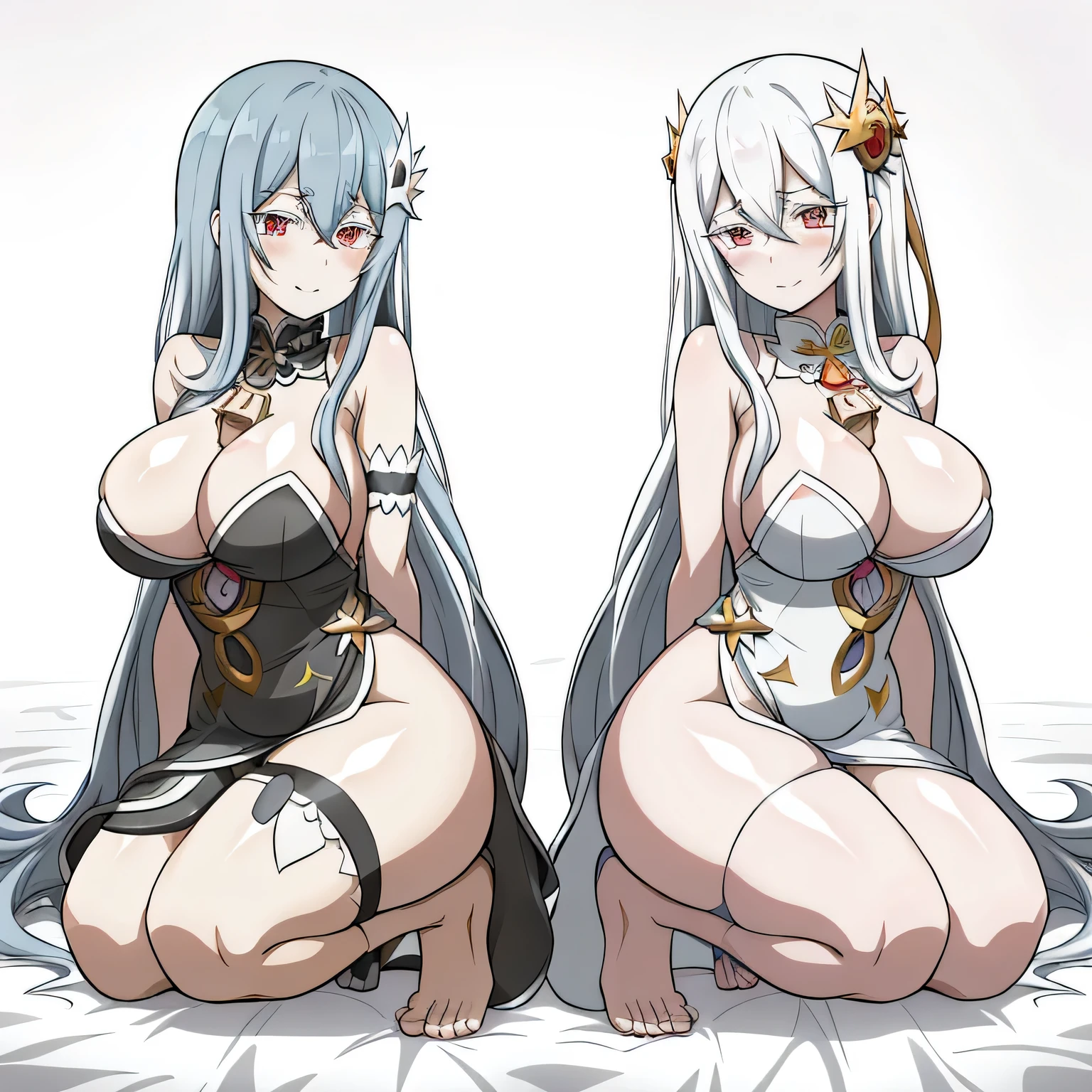 cartoon人物 with a black and white dress and a black and white hair, Ayakashi Genshin Impact, , White-haired God, dead, cartoon萌系艺术风格, Ramlessa Valentine'Day, maintain posture, Maple Leaf Story Character Art, inspired by Puru, cartoon《Overlord》Albedo, cartoon人物, cartoon《chibi》