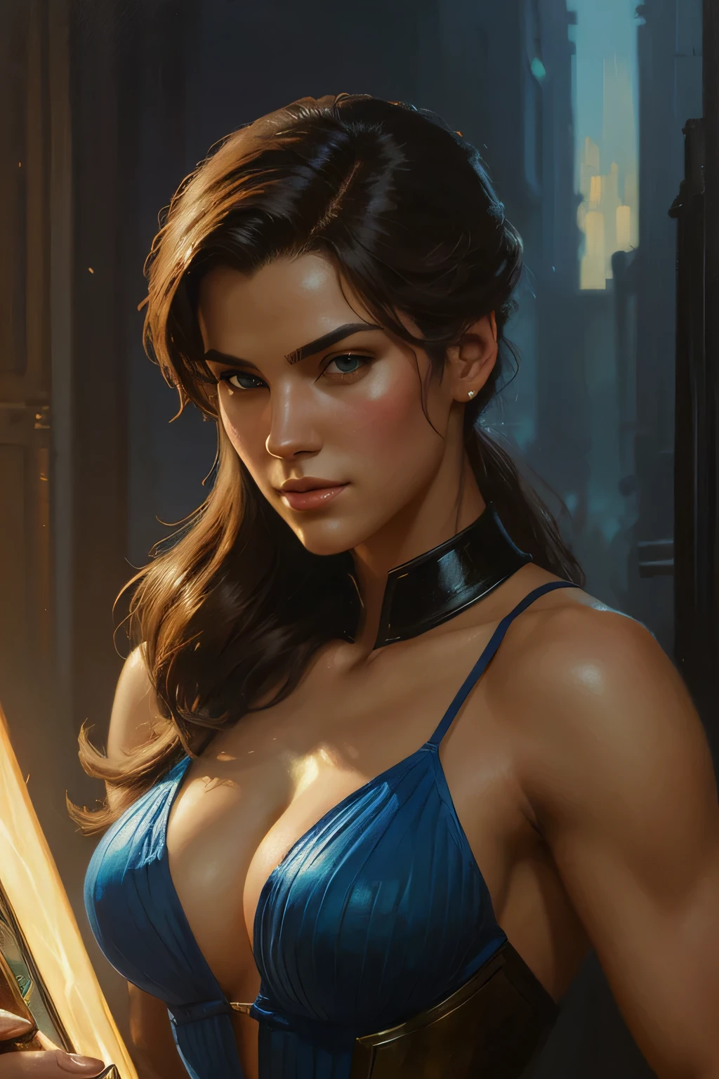 (((attractive woman))), のportrait (sks man) good impression, Street Fighter, attractive woman, Character Design, dynamic lighting, cool and bright colors, Gaston Bussière paintings, Craig Mullins, j. c. Leyendecker, Tom of Finland, masterpiece, 最high quality, high quality, High resolution, ((portrait))