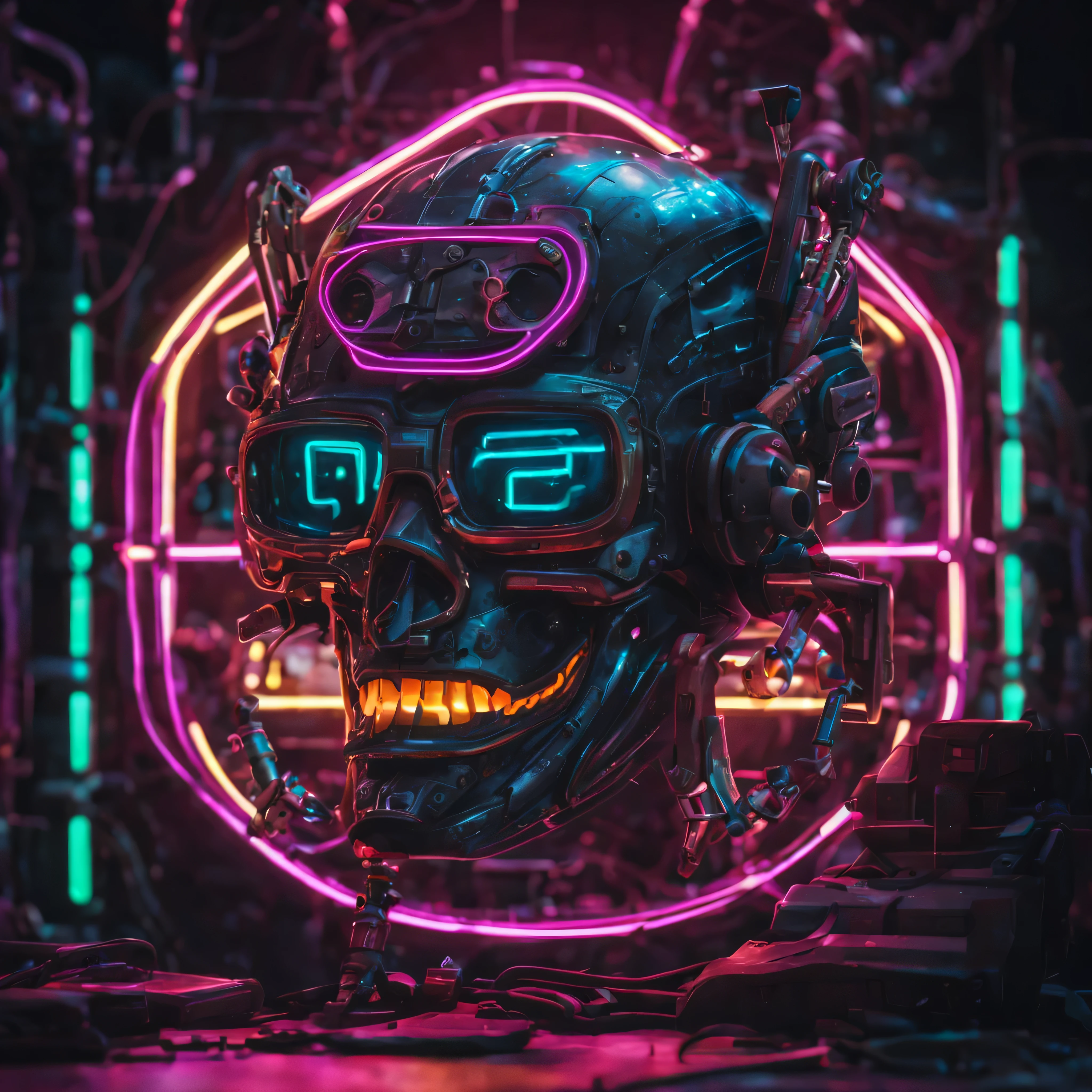 macro detailed neonpunk logo