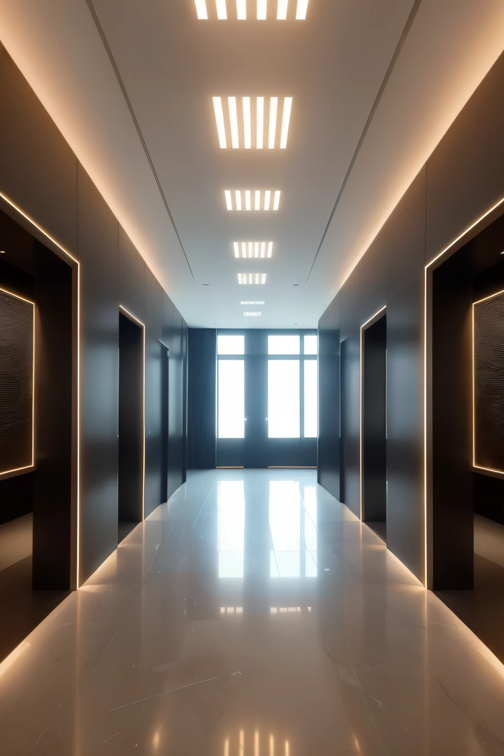 In the periphery of this technology showroom, a long and minimalist wall design casts an alluring metallic glow. Lines of light strips meticulously weave and intertwine, creating a harmonious rhythm that beckons visitors closer. The recessed center wall, a prominent feature, showcases three-dimensional lettering with a striking metallic sheen, inviting exploration and intrigue. The interplay of light and shadow highlights every intricate detail, immersing viewers in a futuristic and captivating environment. --s2

Here are a few more examples:

1. Create an image of a tranquil forest glen, dappled sunlight filtering through the