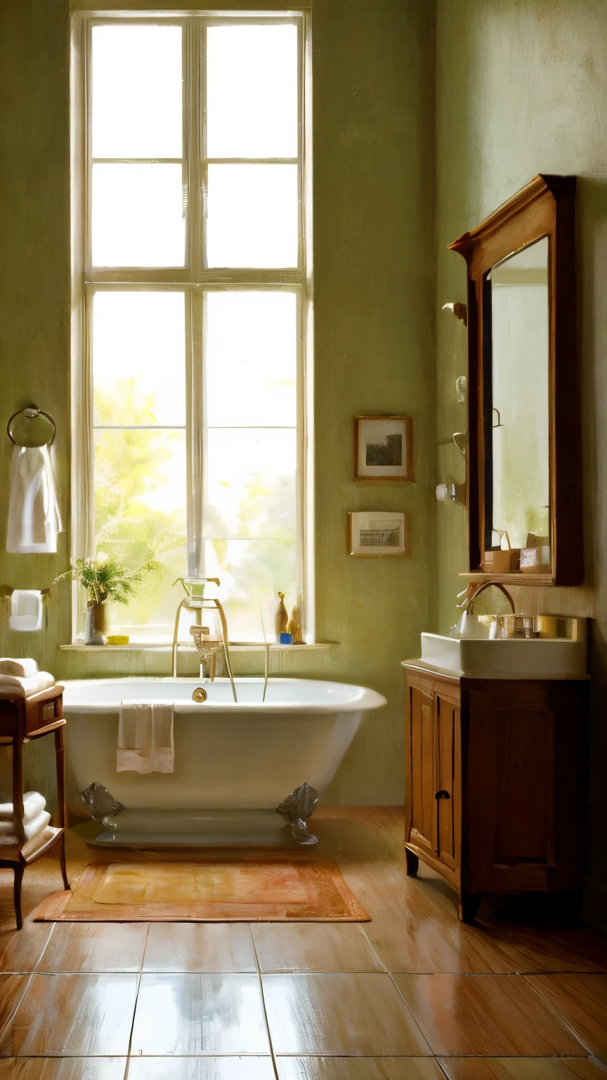 Capture an evocative scene where the bathroom becomes a silent witness to the unfolding emotional journey of self-love. The indoor setting should be well-lit, allowing for detailed shots that convey the introspective and transformative nature of the moment. Utilize a 50mm lens for a focused perspective, emphasizing the subject and the emotional ambiance of the bathroom. Aim for a high-resolution image that realistically portrays the quiet and personal journey of self-love. Draw inspiration from photographers skilled in capturing moments of solitude and self-reflection on platforms like Deviantart and Behance.