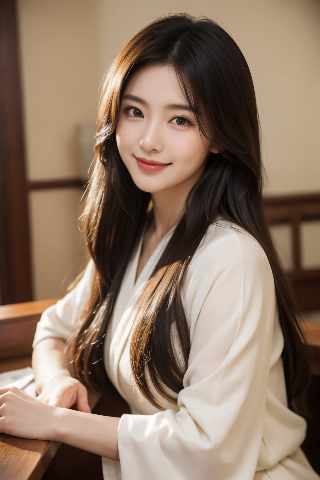 masterpiece, highest quality, {highest quality}, {{masterpiece}}, {High resolution}, adult woman, Charm,long hair、beautiful japanese woman、model、smile、Gentle、kind、