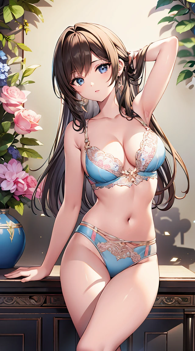 dancer, (best picture quality, masterpiece, super detailed, Full of beauty: 1.2), Wearing pink sexy lingerie,Open your legs,National style background