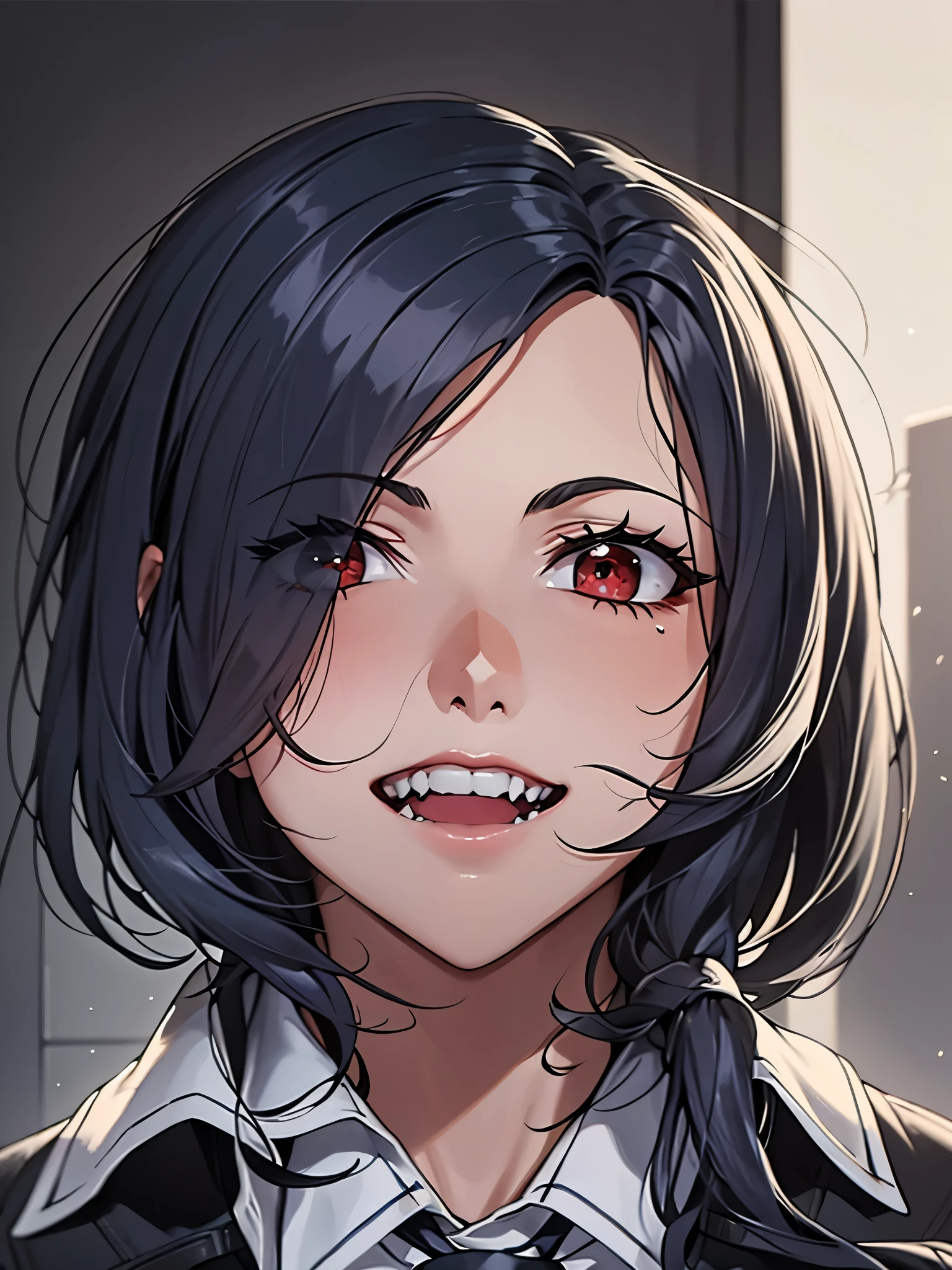 Clearly drawn lower row of teeth, grin, sharp teeth, high detail, clear lines, clear borders,