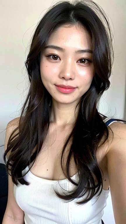 ((best qualtiy, 8K, tmasterpiece:1.3)), sharp:1.2, Perfect figure beautiful woman:1.4, Slim abs:1.2, ((Layered Hair Style, Colossal tits:1.3,cleavage:1.2)), (Long shirt with light white buttons:1.1),(at bedroom:1.2),Get wet:1.5,Highly detailed facial and skin texture,A detailed eye,二重まぶた,A sideways glance at the camera、Cute smile、