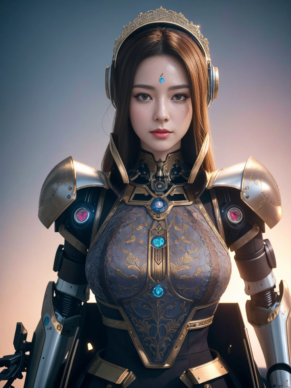 Intricate 3d rendering of highly detailed beautiful ceramic silhouette female robot face, robot, robot part, 150 mm, beautiful studio soft light, rim light, vibrant details, luxurious cyberpunk, lace, surreal, anatomy, facial muscles, cables wires, microchip, elegant, beautiful background, octane rendering, HR Giger style, 8k, best quality, masterpiece, illustration, very delicate and beautiful, very detailed, CG, unity, wallpapedelity, fidelity: 1.37), amazing, fine detail, masterpiece, best quality, official art, extremely detailed cg unity 8k wallpaper, absurd, unbelievably absurd, robot, silver helmet, full body, sitting write