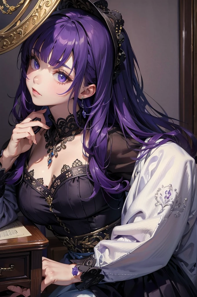 (masterpiece, highest quality), intricate details, Cat,Purple hair