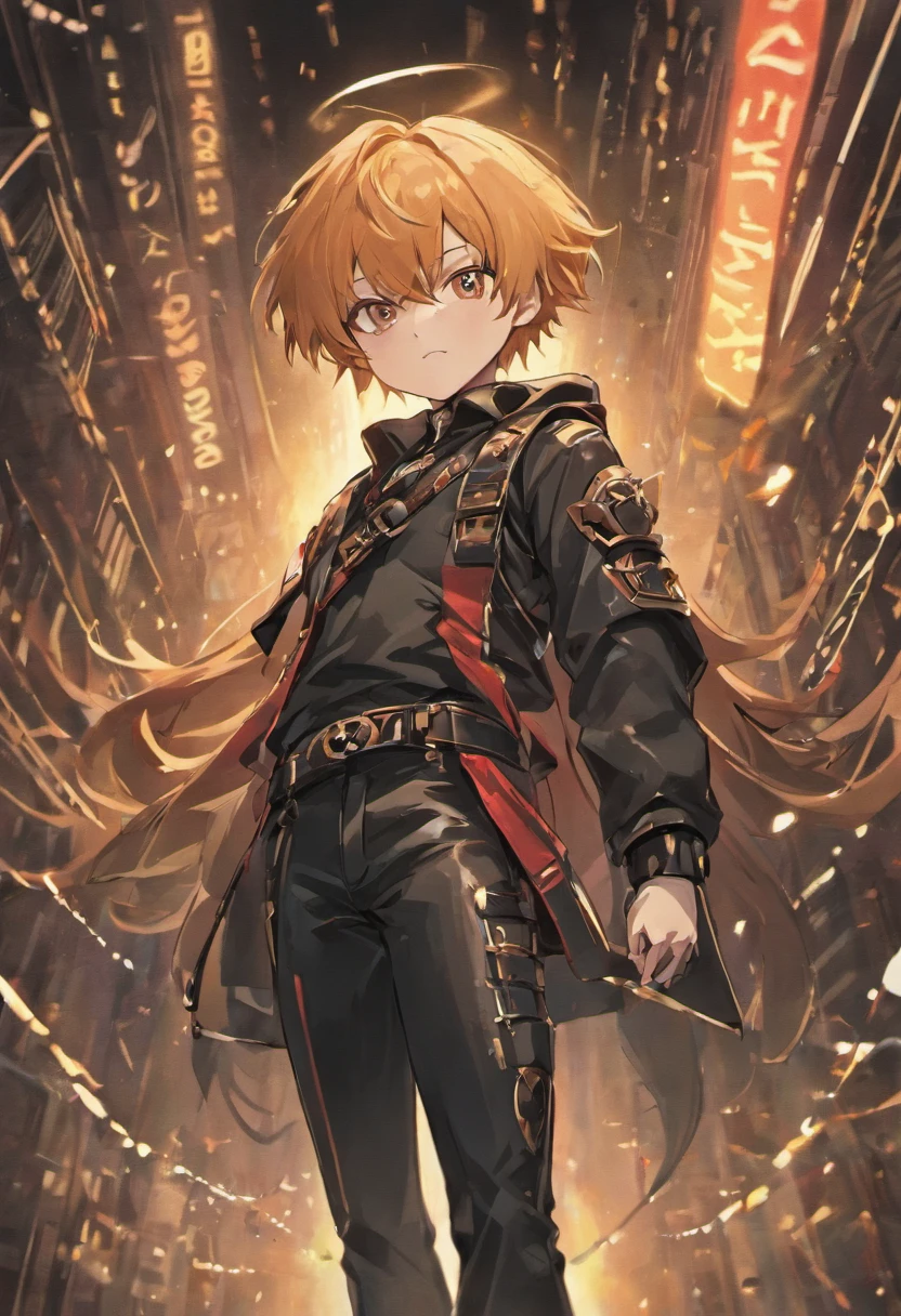 Q version of the character,anime characters,10-year-old Shota,male warrior, Wear leather pants, skull belt, Wrist straps and spiked shoulder pads.,The crotch is bigger,There is an aperture on the head
