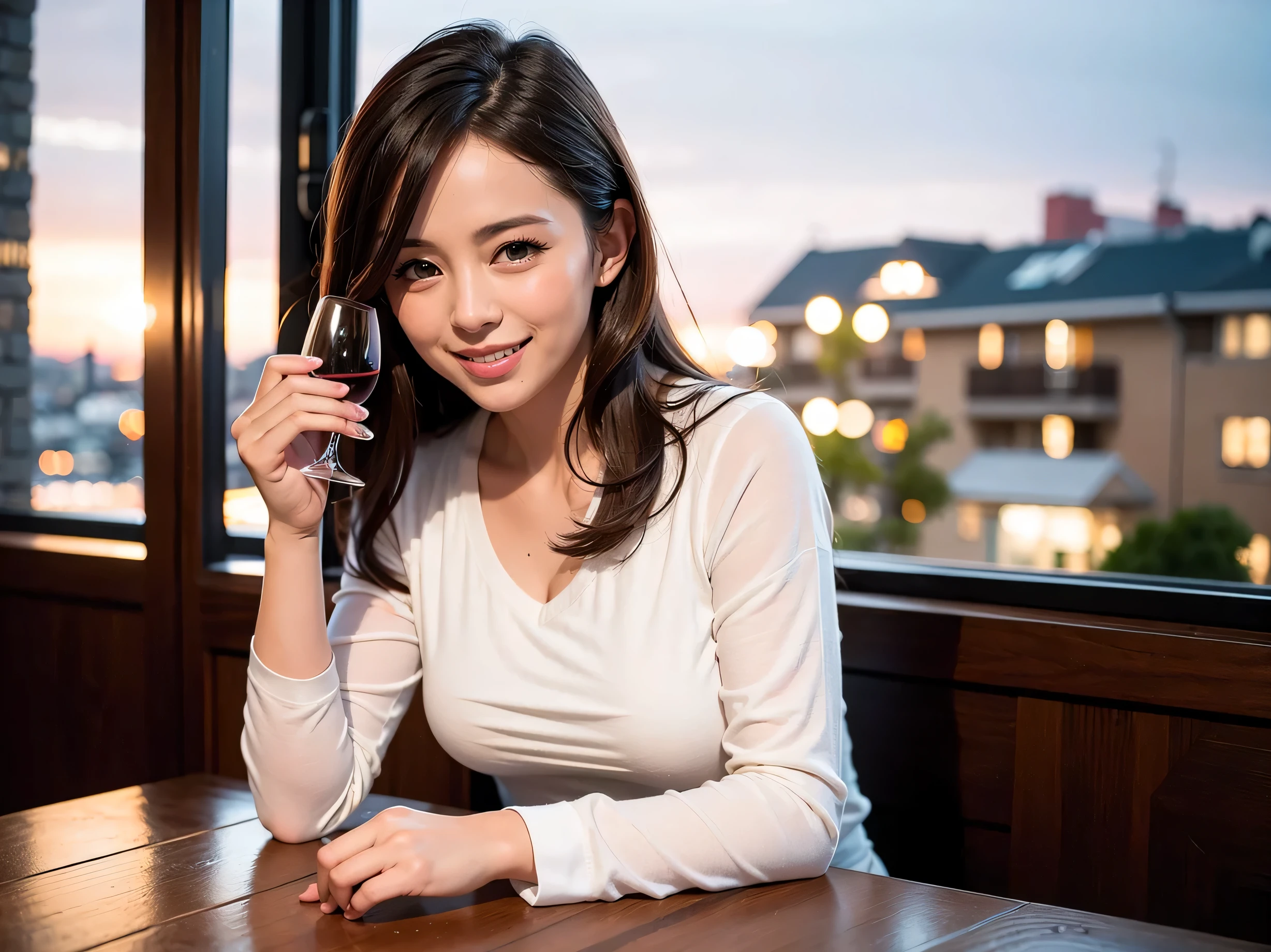 Holding a wine glass。