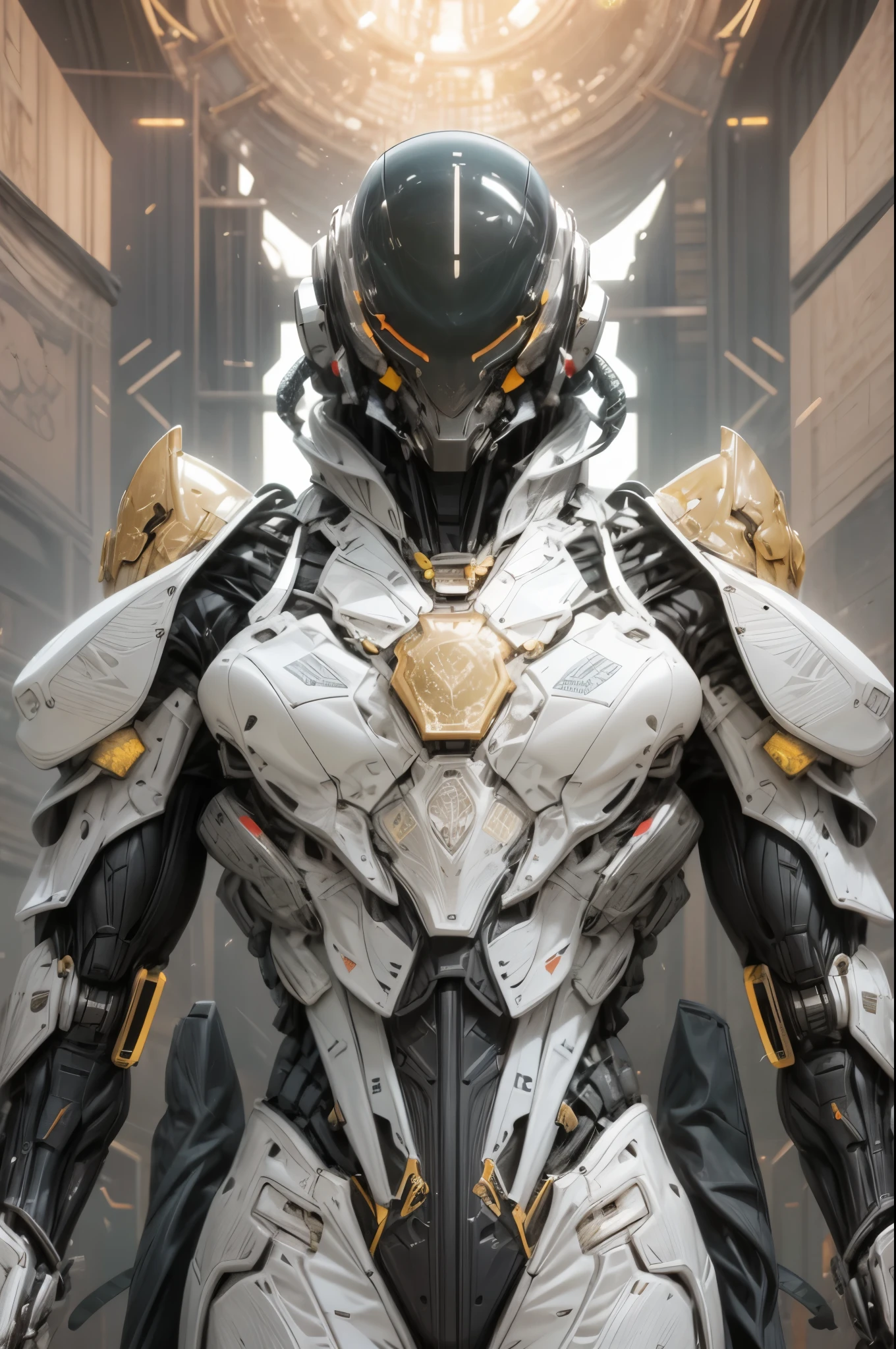 (((An epic and visually stunning digital anime masterpiece:1.5, art piece featuring an elegant masculine military mechanical ((robot)) soldier:1.7, wearing a sleek yet tactical decorated military trench coat:1.6))), (((heavily muscled masculine chest:1.6, chiseled abs:1.6, heavily toned:1.6, slim yet muscular:1.6))), (((tactical robot knight helmet:1.8, mechanical full head knight helmet:1.8, optical sensors:1.9))), (((the character is clothed in a scifi tactical double breasted trench coat with a built in exoskeleton:1.6))), (((over a form fitted armor plated yet super sleek and sensually revealing under suit, waist and thighs exposed:1.6))), ((The image showcases the intricacies of the character’s armor and clothing:1.4)), ((capturing their flamboyant feminine essence and heavy mechanical art deco aesthetic:1.5)), ((The character also possesses a more feminine androgynous body build:1.6)), (((with a toned yet heavily muscled gorgeous feminine physique:1.4, a sleek waist:1.4, mesomorphic mechanical muscular torso, toned yet beautifully sleek mechanical arms and legs:1.6, with thick well rounded thighs:1.6, mechanical muscles))), ((looking at viewer)), (((brass metal armor and brown leather))), ((((depth of field, cinematic lighting, chromatic aberration, ray tracing, UHD, masterpiece, top of head covered, super detail, high details, high quality, award winning, 8k, highres)))), (((dieselpunk:1.4, decopunk:1.4, artificial muscle:1.5))), (((beautiful engraved scifi gothic armor:1.8)))