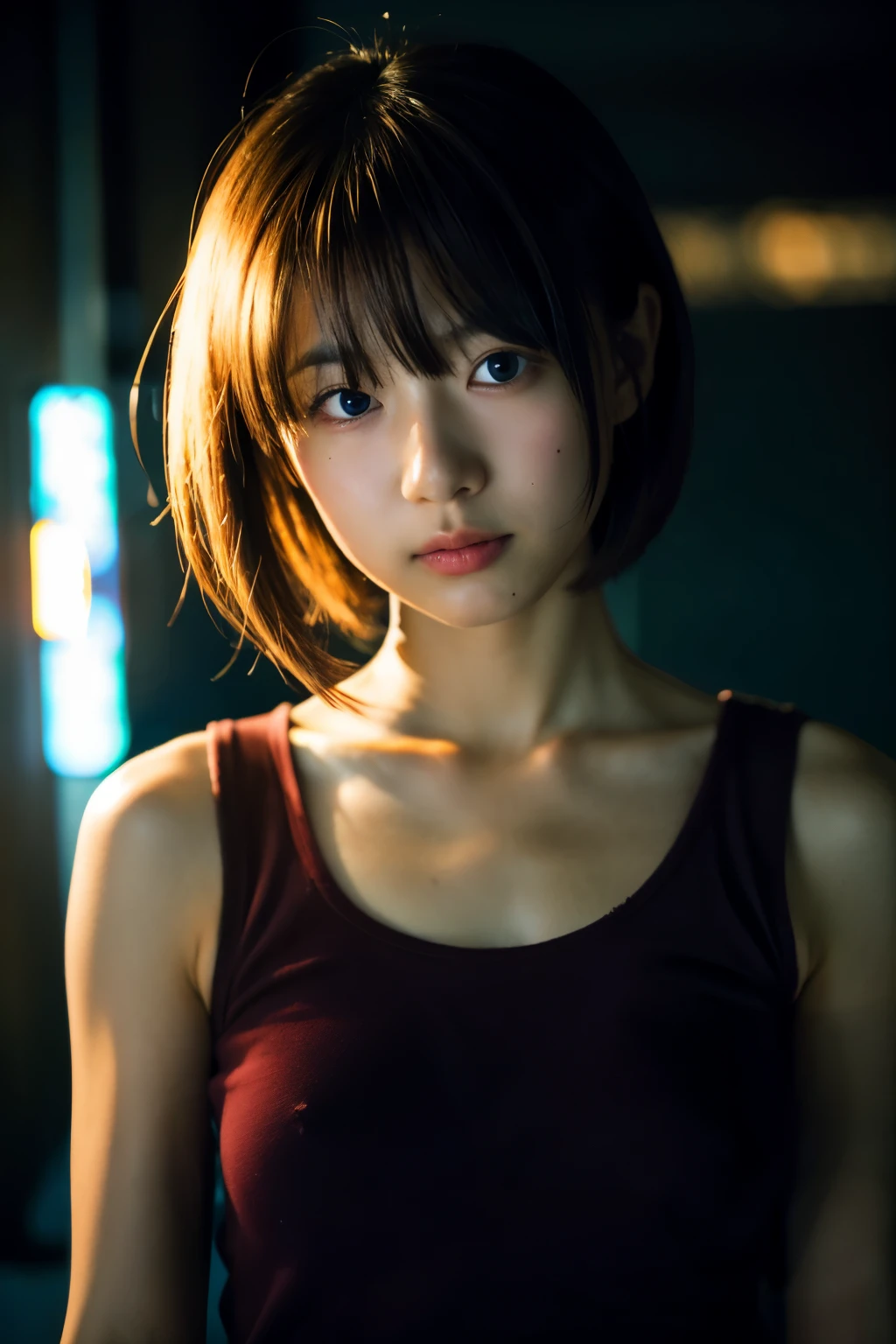 Japanese girl with cinematic lighting