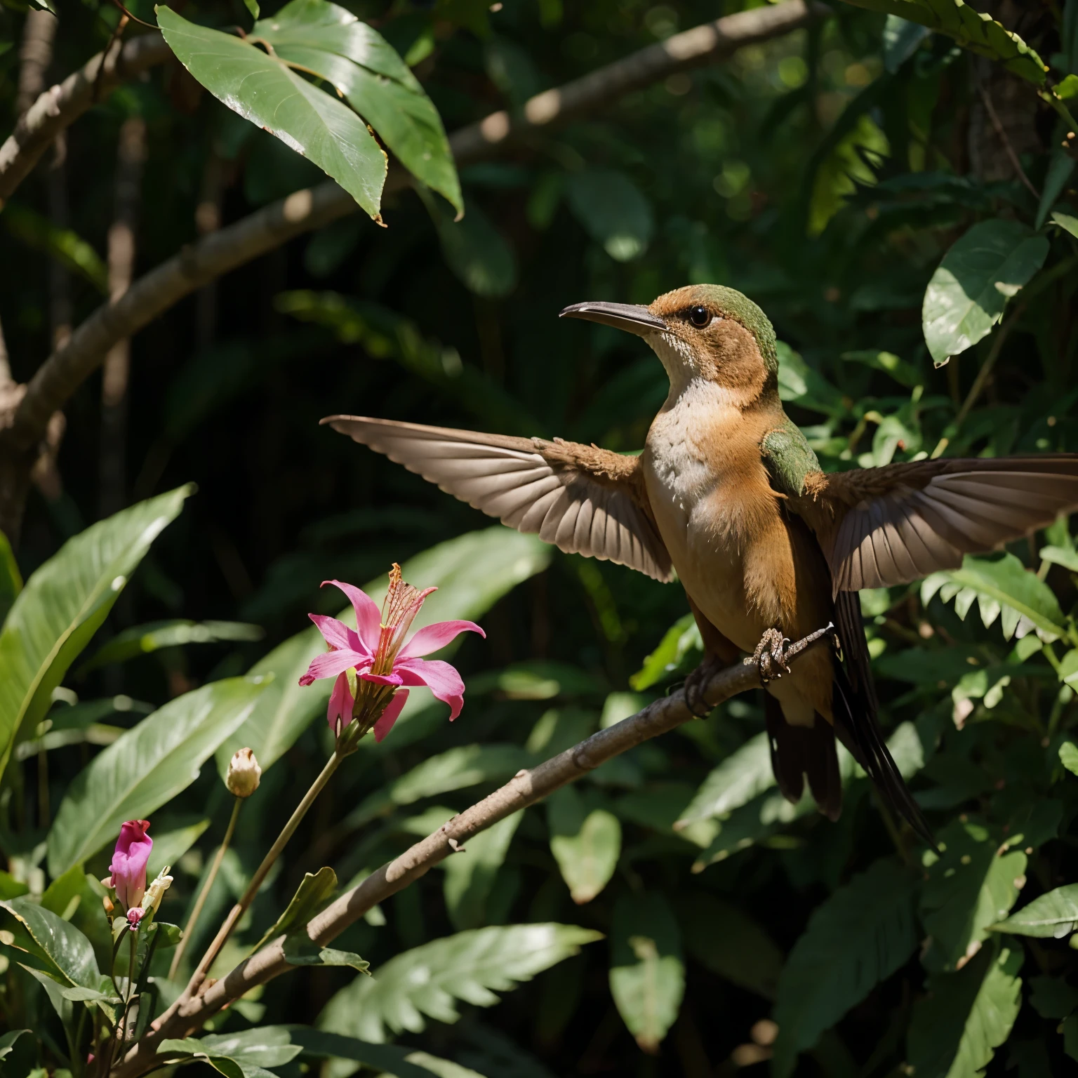 Colibri alimentando en la naturaleza