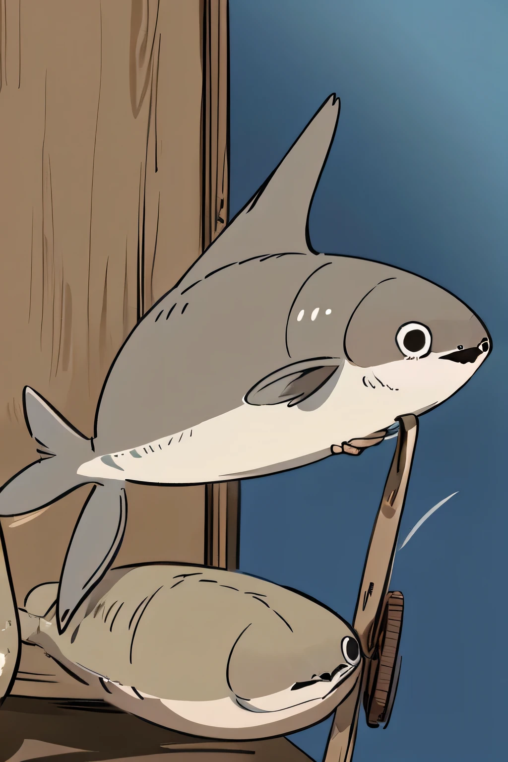 anime style、Sakabambaspis、fish、no background、1 fish、cute、smile