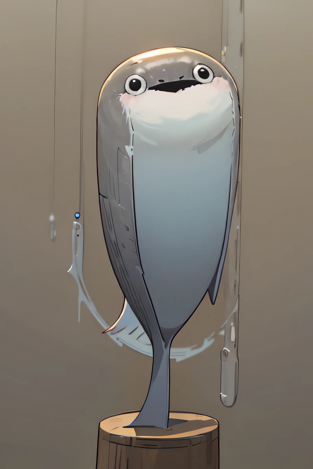 anime style、Sakabambaspis、fish、no background、1 fish、cute、smile