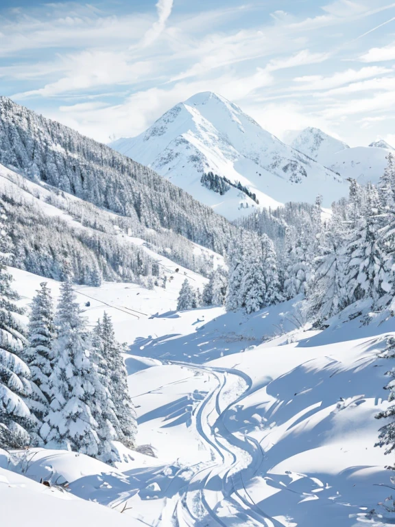 snowy day，Mountain