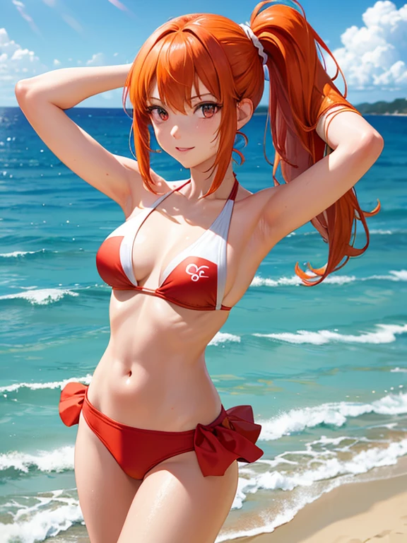 Red-haired animal ear bikini