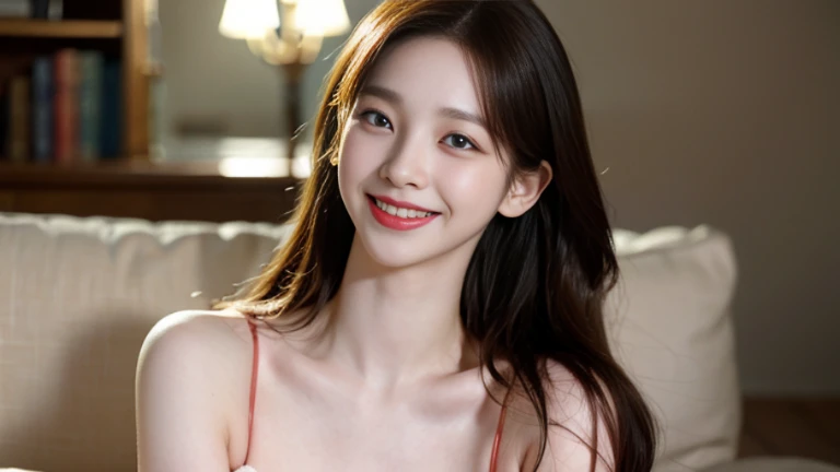 1girl in、Colossal tits、fullnude、pantiy、full body Esbian、hide the chest with your hands、Shy laughter、blushed face、embarrassed from、