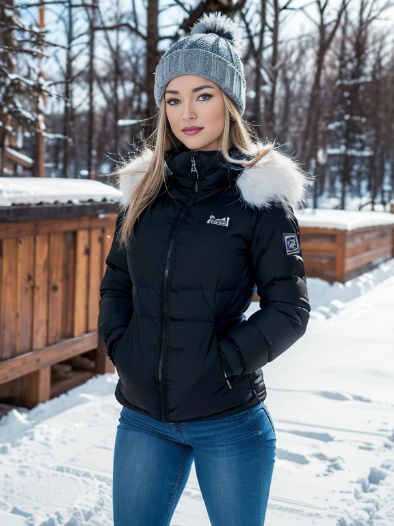 8k, masterpiece, RAW photo, best quality, photorealistic, extremely detailed CG unity 8k wallpaper, Depth of field, Cinematic Light, Lens Flare, Ray tracing,Create a Winter Sporty Elegance Session: ultra realistic Model: - Appearance: (extremely beautiful face, beautiful lips, beautiful eyes), intricate detail face, (( ultra detailed skin)), in the dark, deep shadow, pretty girl, brown hair,kpop idol, 1 girl, (very slim slender fit-muscled body:1.3), ((looking at viewer)),(big smile:1 ) , radiating a combination of sporty vitality and winter elegance, with subtle winter-themed makeup. - Outfit: High-performance winter sportswear ensemble – insulated leggings, a sleek thermal top, and a fitted winter jacket. Add stylish winter accessories like a pom-pom beanie and insulated gloves. Location in Frame: - Setting: A scenic snow-covered mountain resort or a winter sports park with snowboarding or skiing facilities, capturing the dynamic energy of winter sports. - Position: The model confidently engaged in winter sports activities, whether it's skiing down a slope or striking a pose with snow-covered equipment, expressing both athleticism and self-assured grace. Details: - Background: Snow-covered slopes and winter landscapes, providing a stunning backdrop for the sporty elegance theme. - Lighting: Utilize natural winter daylight or the soft glow of the snow for a crisp and vibrant atmosphere. - Atmosphere: Action shots capturing the model's athleticism and elegance, conveying a harmonious blend of winter sports and confidence. Each photo is to be generated in the same clothes.