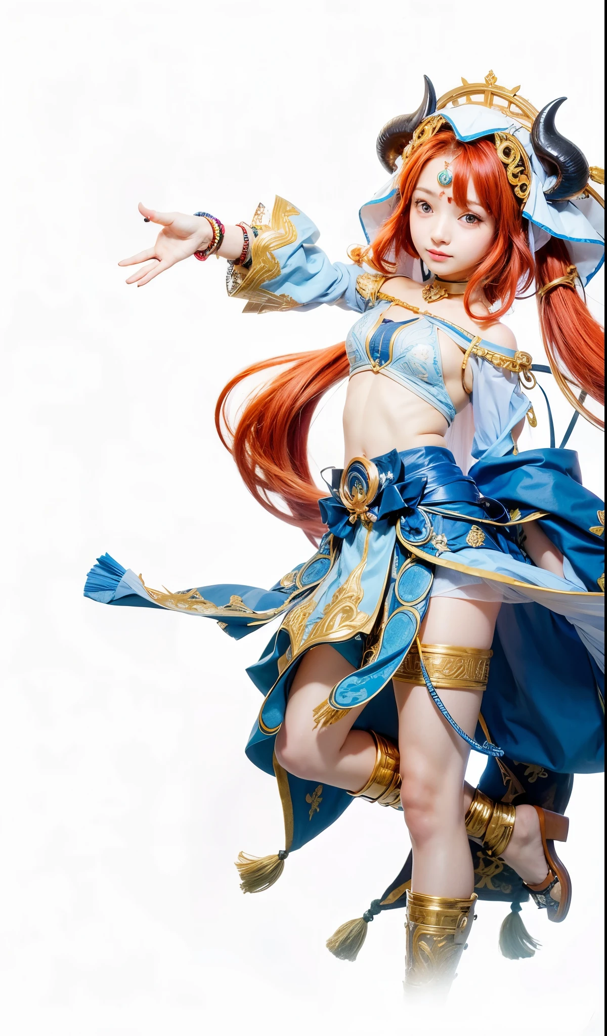 Nilou, genshin impact, sumeru, female, age, busty, red hair with priest veil with black horns