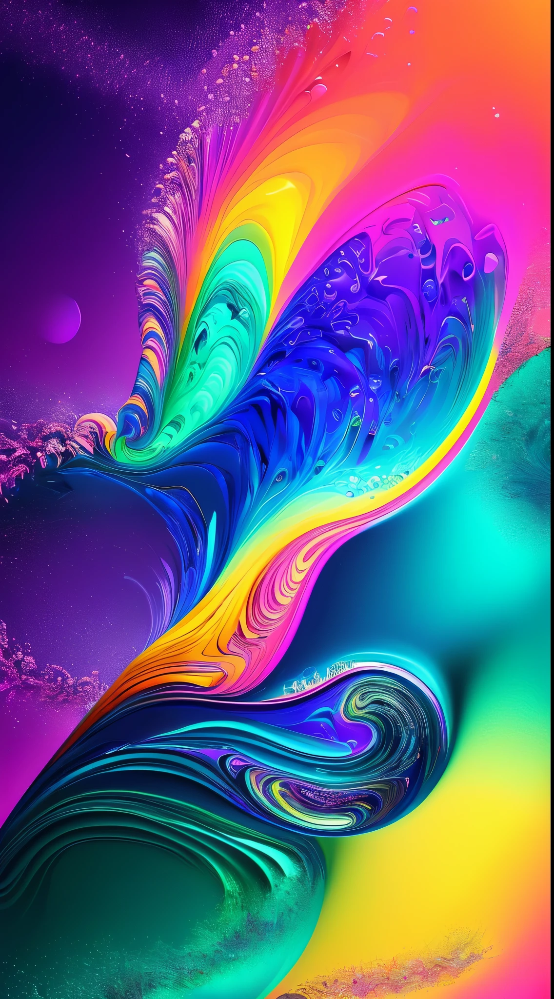 HD wallpapers：Simple，originality，fluids，Gradient，vaporwave，Laser colorful light waves，Metal refraction，许多的fluids气泡、炫彩Gradient几何艺术等元素，The collision of future elements and retro elements、recombination。Exaggerated artistic expression，concept art, Vaporwave Aesthetic/vaporwave美学/vaporwave aesthetic