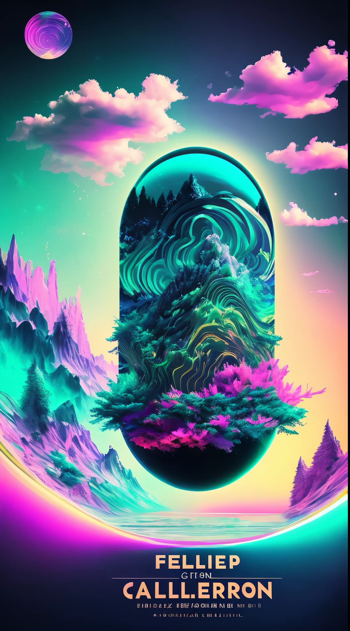 HD wallpapers：Simple，originality，fluids，Gradient，vaporwave，Laser colorful light waves，Metal refraction，许多的fluids气泡、炫彩Gradient几何艺术等元素，The collision of future elements and retro elements、recombination。Exaggerated artistic expression，concept art, Vaporwave Aesthetic/vaporwave美学/vaporwave aesthetic