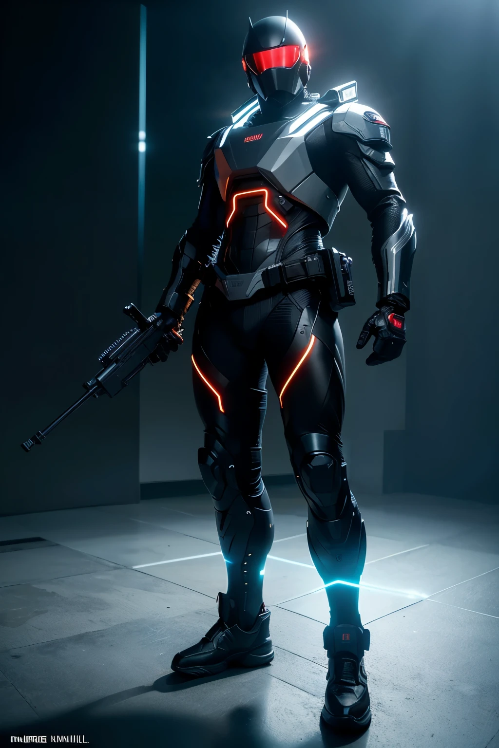 Futuristic Kalashnikov Rifle, Masterpiece, Metallic sheen, Sleek design, Advanced technology, High-tech features, Detailed mechanical parts, Sharp edges, Glowing neon accents, Holographic sights, Modern weaponry, Ultra HD, 8K resolution, (photorealistic:1.5), Sophisticated weapon, Meticulously crafted, Futuristic gunsmithing, Advanced materials, (Realistic:1.5), (High definition:1.3), (Masterpiece:1.1), (Best quality:1.4), (Minimalistic lighting), (Cinematic perspective), (Dynamic composition