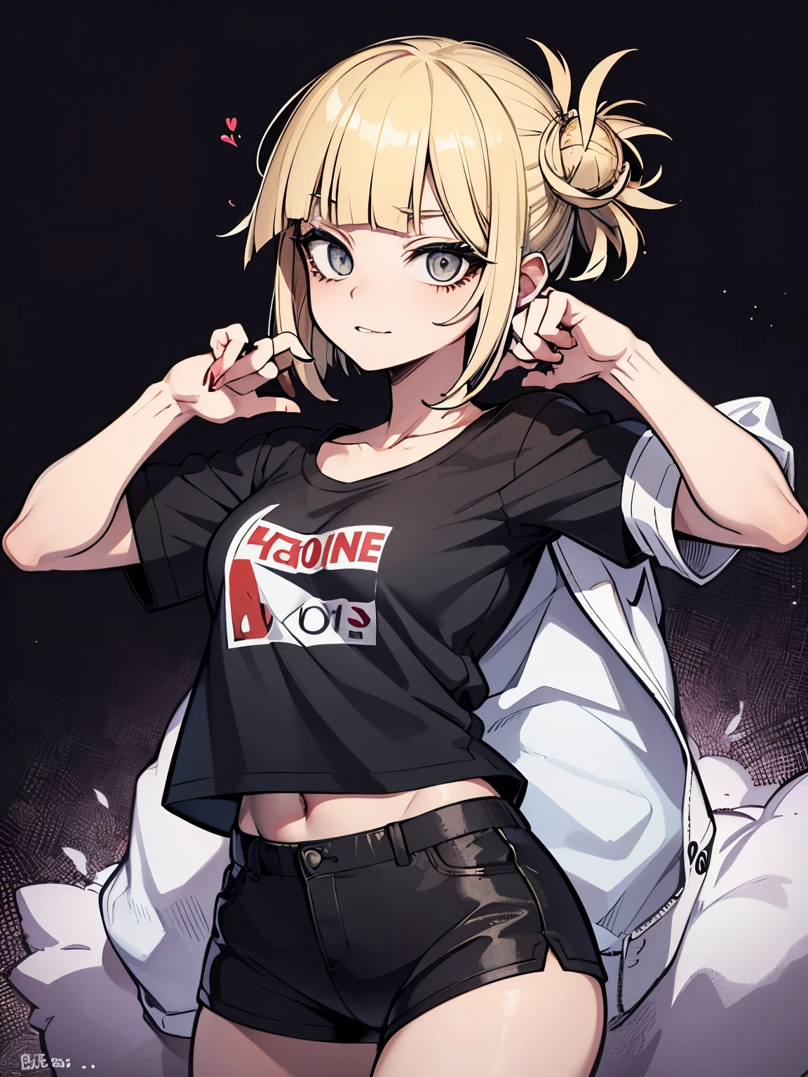 Himiko toga doing a pose, mini shirt, neon eyes, moletom,4k, 