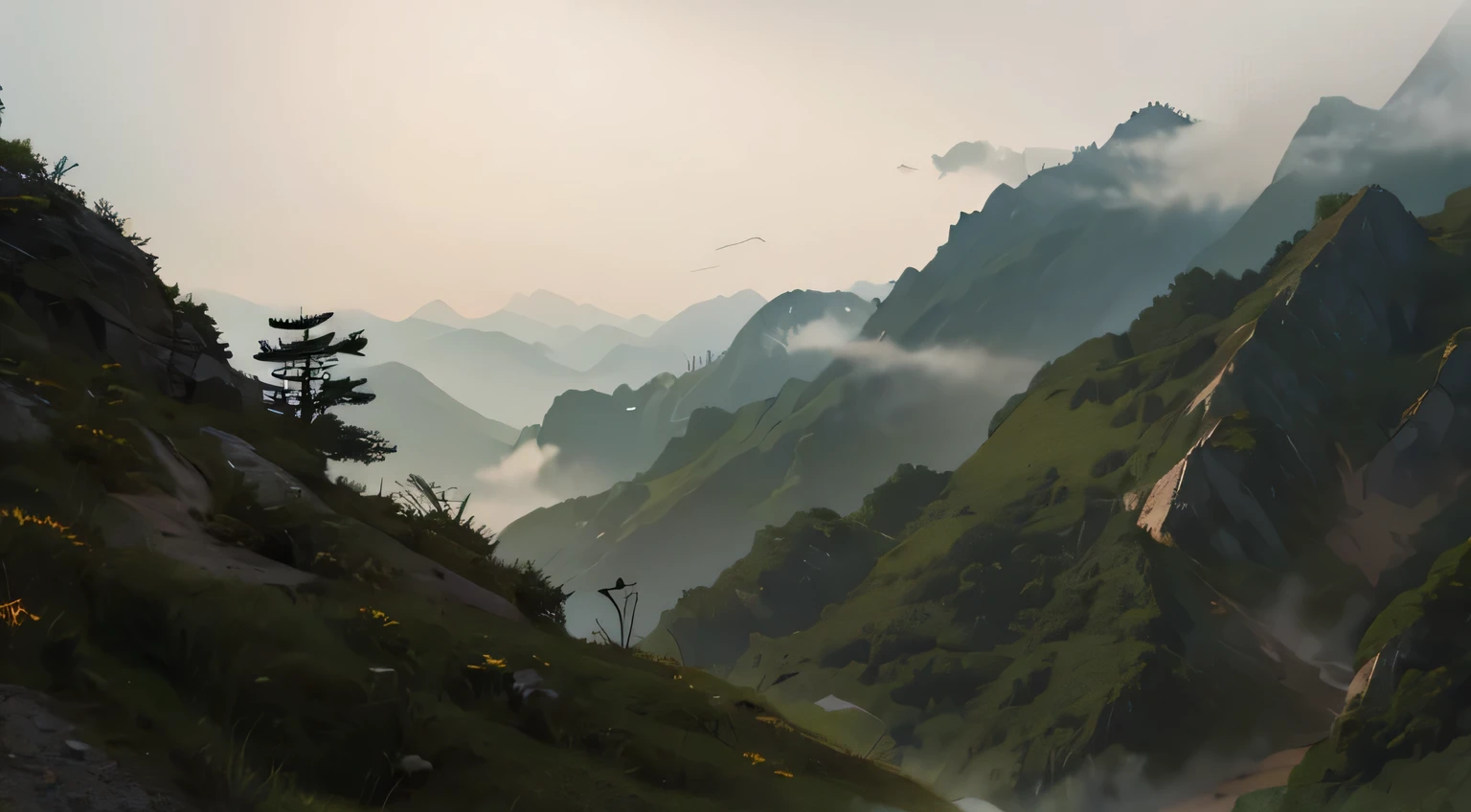 masterpiece,the best_quality,High quality,
rugged,Steep mountains,
no humans,anime style,