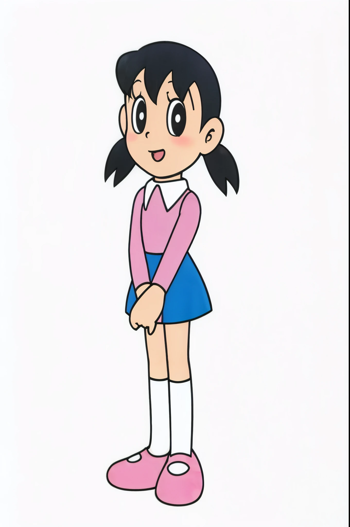 cartoon girl in pink and blue dress standing with her hands in her pockets, anime girl named lucy, tsugumi ohba, fubuki, itsuko azuma, official art, rumiko, anime character, lain iwakura, yayoi kasuma, maya takamura, akiko takase, anime cel, by Rumiko Takahashi