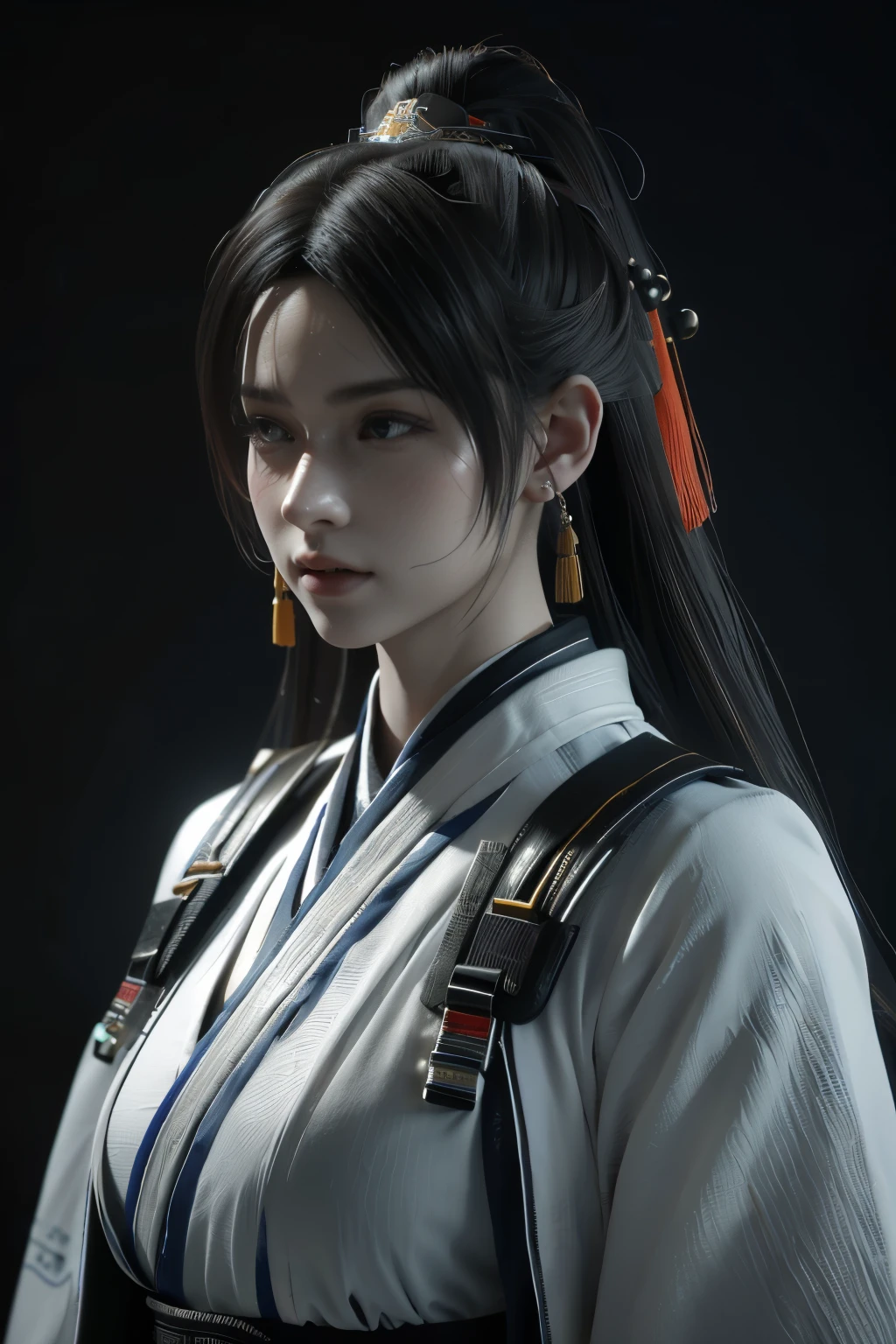 Game art,The best picture quality,Highest resolution,8K,(A bust photograph),(Portrait),(Head close-up),(Rule of thirds),Unreal Engine 5 rendering works, (The Girl of the Future),(Female Warrior),
25岁少女,(The generals of ancient China),An eye rich in detail,(Big breasts),优雅高贵,冷漠,勇敢的,
(Wearing ancient Chinese cloth,Chinese Hanfu,Costumes of the Tang Dynasty,Costumes are rich in detail,Simple shades),中国人物,奇幻风格,
拍照姿势,野外背景,Movie lights,Ray tracing,Game CG,((3D Unreal Engine)),oc渲染反射纹